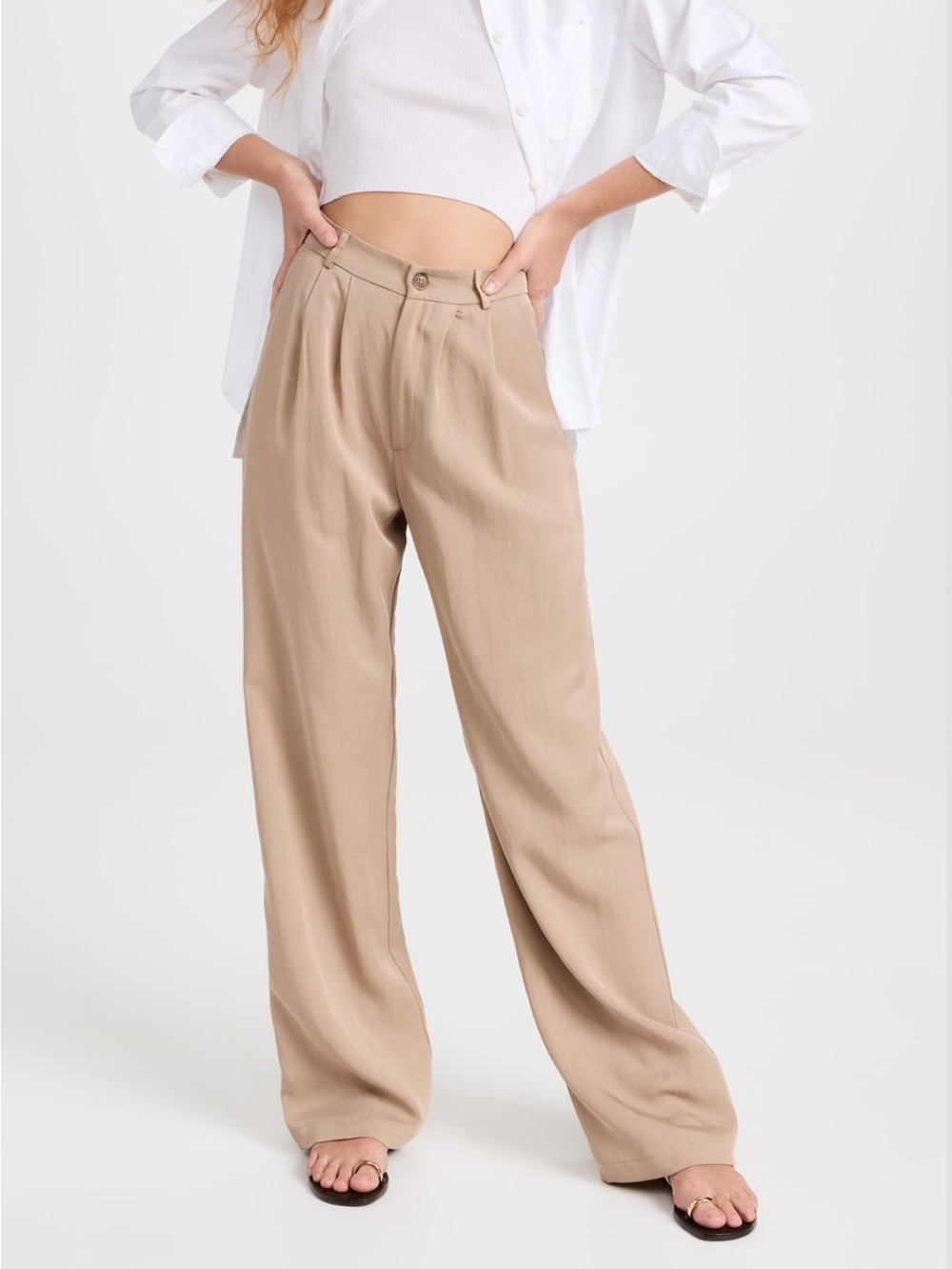 Reformation Mason Pant khaki 4 Needs Ironing for Wrinkles pockets minimalist Y2K